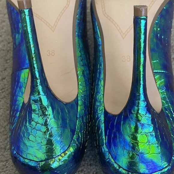 Dune London Blue/Green Metallic Pumps - Picture 5 of 5
